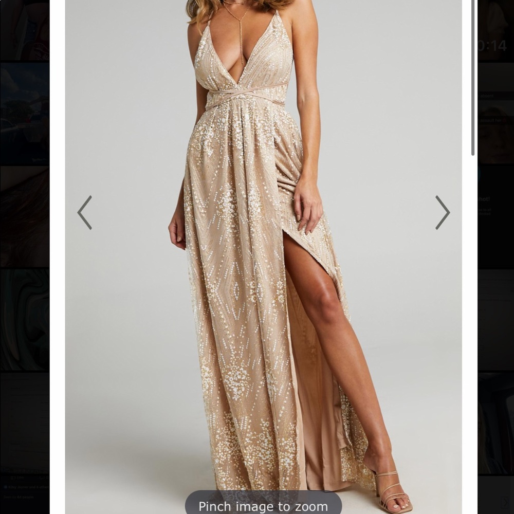 NEW YORK NIGHTS PLUNGE CROSS BACK MAXI DRESS